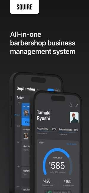 Mobile screen showing Squire barbershops app