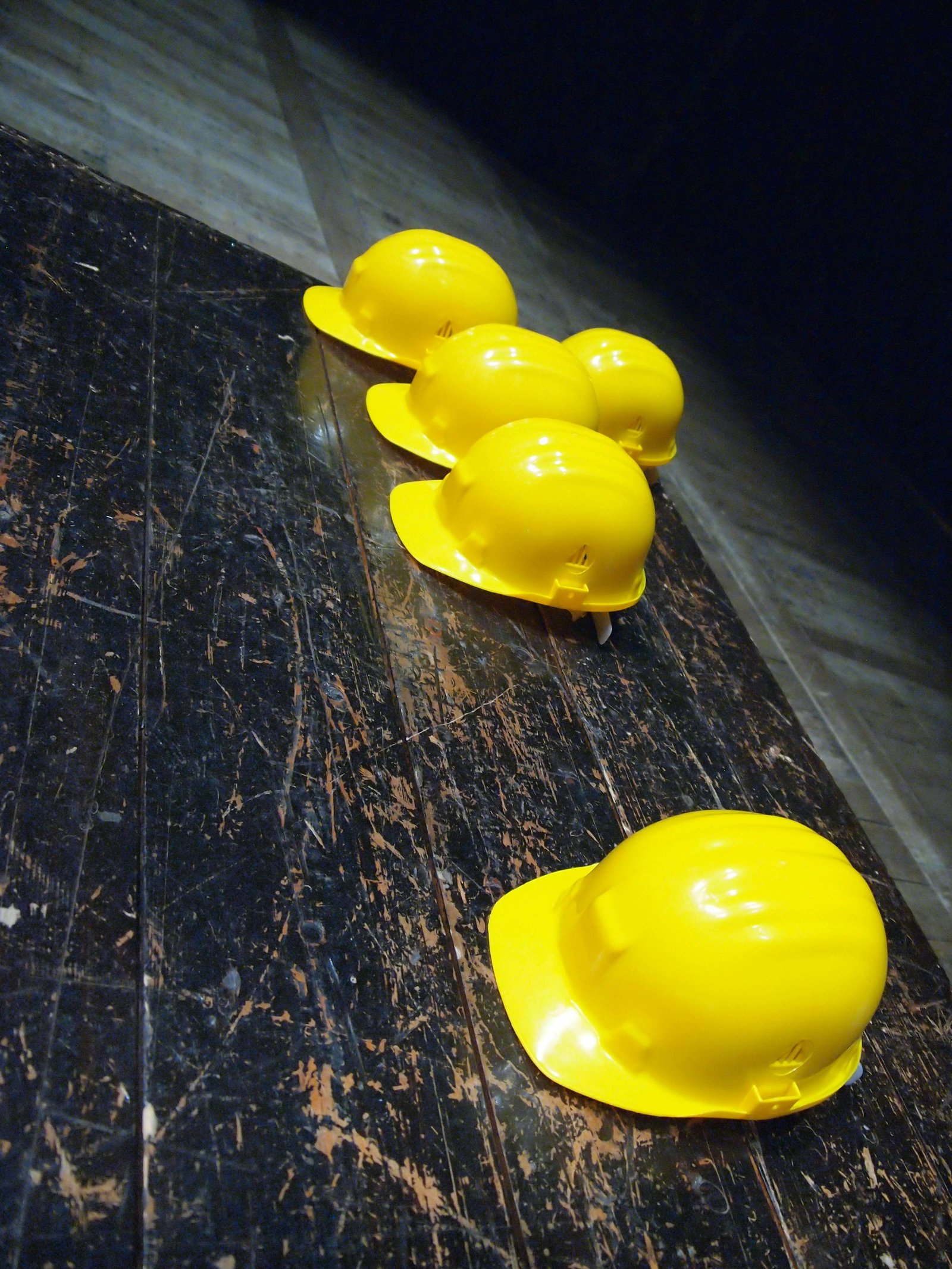 yellow-colored labour safety helmets