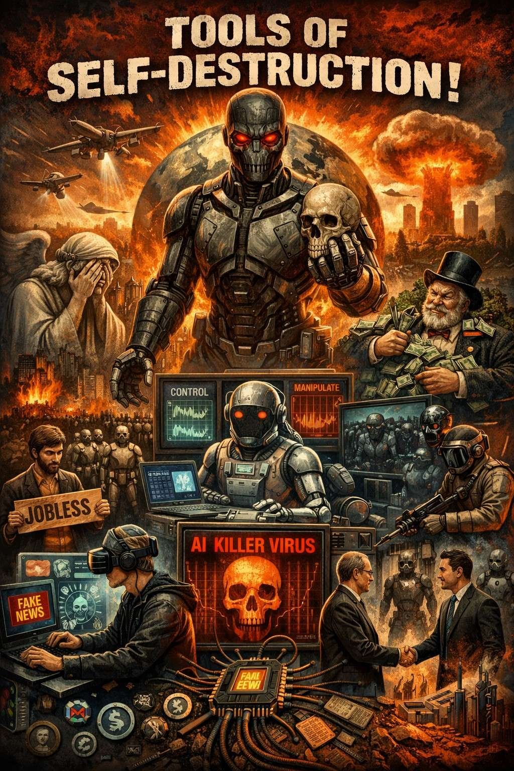 Depiction of the future if AI remained uncontrolled.